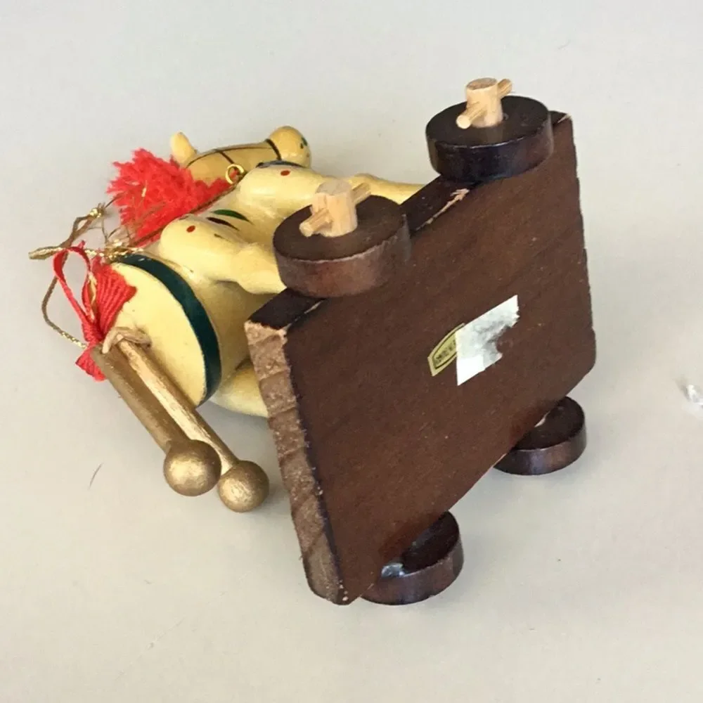 Horse drum Christmas tree ornament vintage nostalgia wooden tree hanging decor